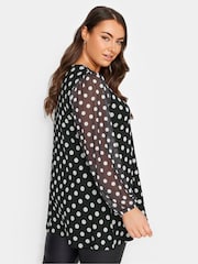 Yours Curve Black/White Abstract Print Mesh Swing Top - Image 3 of 4