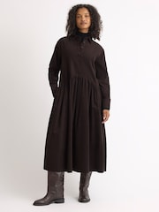 Albaray Brown Baby Cord Midi Dress - Image 1 of 4