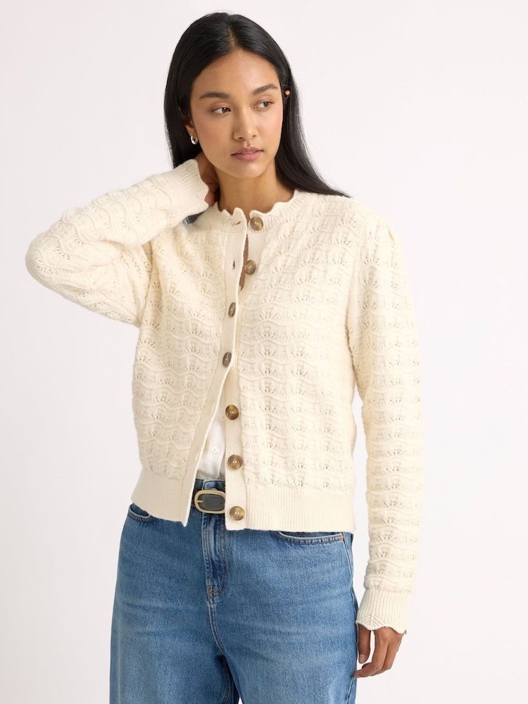 Albaray Puff Sleeve Pointelle Cardigan - Bilde 1 av 3