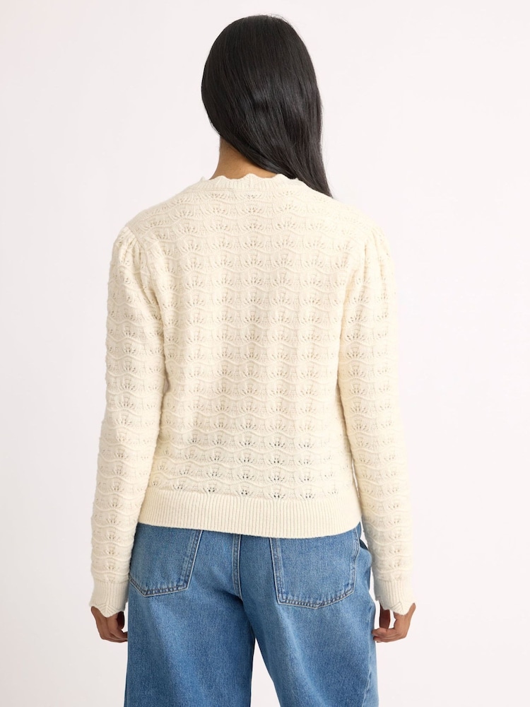 Albaray Puff Sleeve Pointelle Cardigan - Bilde 2 av 3