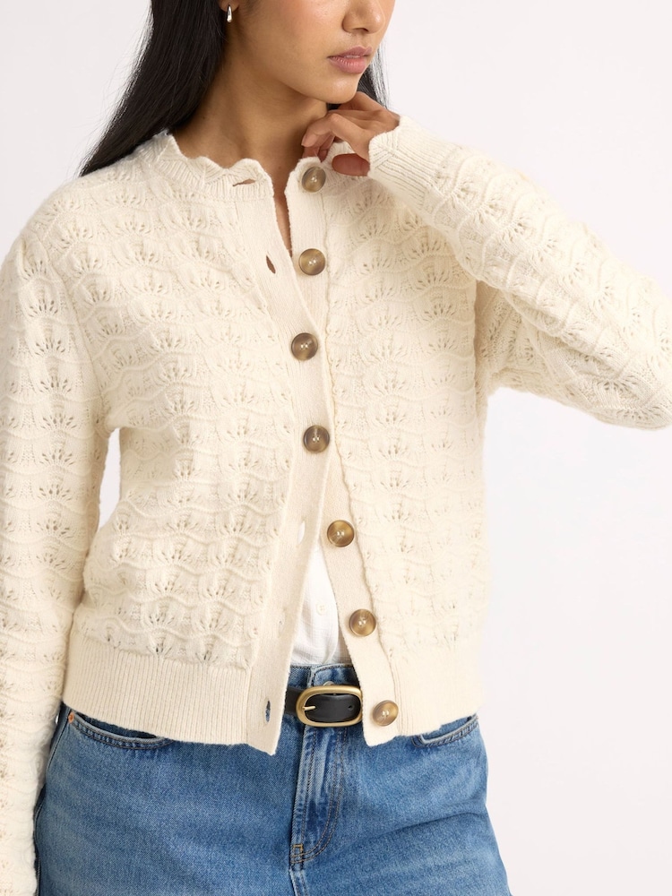 Albaray Puff Sleeve Pointelle Cardigan - Bilde 3 av 3