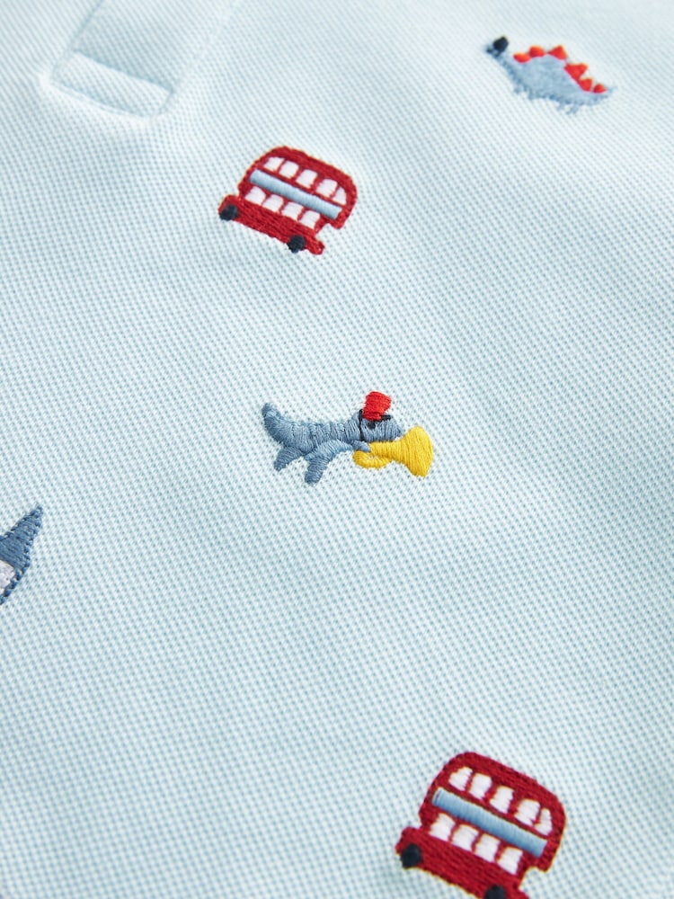 Blue 100% Cotton All Over Printed Polo Shirt And Shorts Set (3mths-7yrs) - Image 7 of 7 Blue 100% Cotton All Over Printed Polo Shirt And Shorts Set (3mths-7yrs) - Image 7 of 7