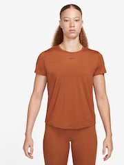Nike Rust Brown One Classic Dri-FIT Short Sleeve Top - Image 1 of 7