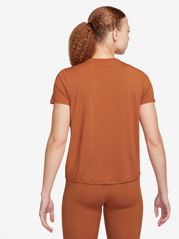 Nike Rust Brown One Classic Dri-FIT Short Sleeve Top - Image 2 of 7