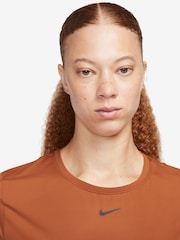 Nike Rust Brown One Classic Dri-FIT Short Sleeve Top - Image 4 of 7