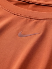 Nike Rust Brown One Classic Dri-FIT Short Sleeve Top - Image 6 of 7