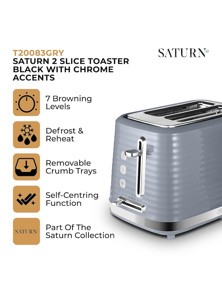Tower Grey Saturn 2 Slice Toaster - Image 2 of 8