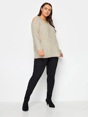 Yours Curve Natural Soft Touch Cut Out Long Sleeve Top - Image 3 of 4