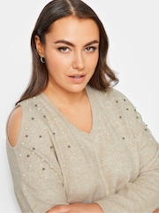 Yours Curve Natural Soft Touch Cut Out Long Sleeve Top - Image 4 of 4