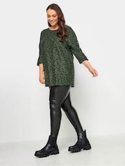Yours Curve Green Long Sleeve Button Soft Touch Top - Image 3 of 4