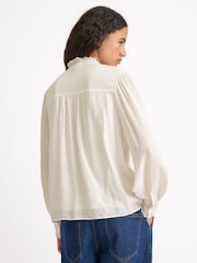 Albaray Cream Lace Edge High Neck Blouse - Image 2 of 5