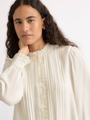 Albaray Cream Lace Edge High Neck Blouse - Image 3 of 5