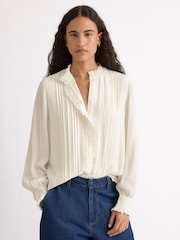 Albaray Cream Lace Edge High Neck Blouse - Image 4 of 5