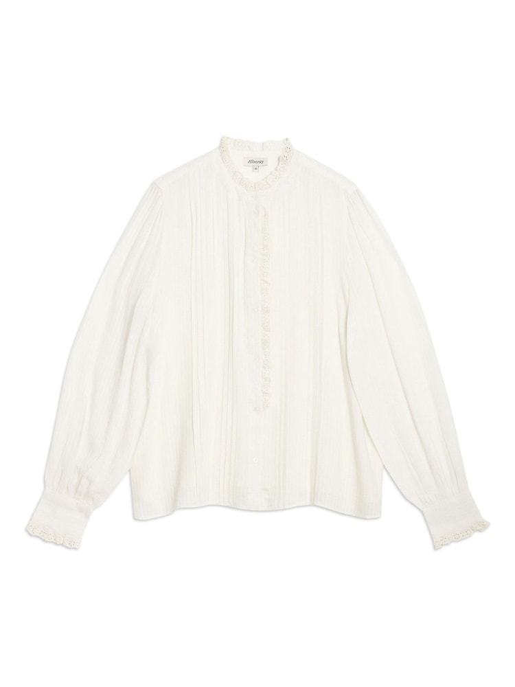 Albaray Cream Lace Edge High Neck Blouse - Image 5 of 5 Albaray Cream Lace Edge High Neck Blouse - Image 5 of 5