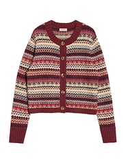 Albaray Red Fair Isle Crew Neck Cardigan - Image 6 of 6