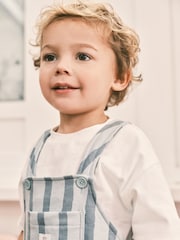 Mineral Green Stripe Dungarees Set (3mths-7yrs) - Image 5 of 10