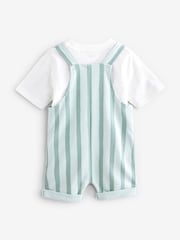 Mineral Green Stripe Dungarees Set (3mths-7yrs) - Image 8 of 10