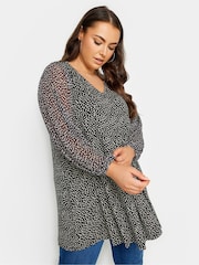 Yours Curve Grey Abstract Print Mesh Swing Top - Image 1 of 4