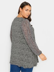 Yours Curve Grey Abstract Print Mesh Swing Top - Image 3 of 4