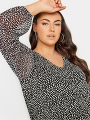 Yours Curve Grey Abstract Print Mesh Swing Top - Image 4 of 4