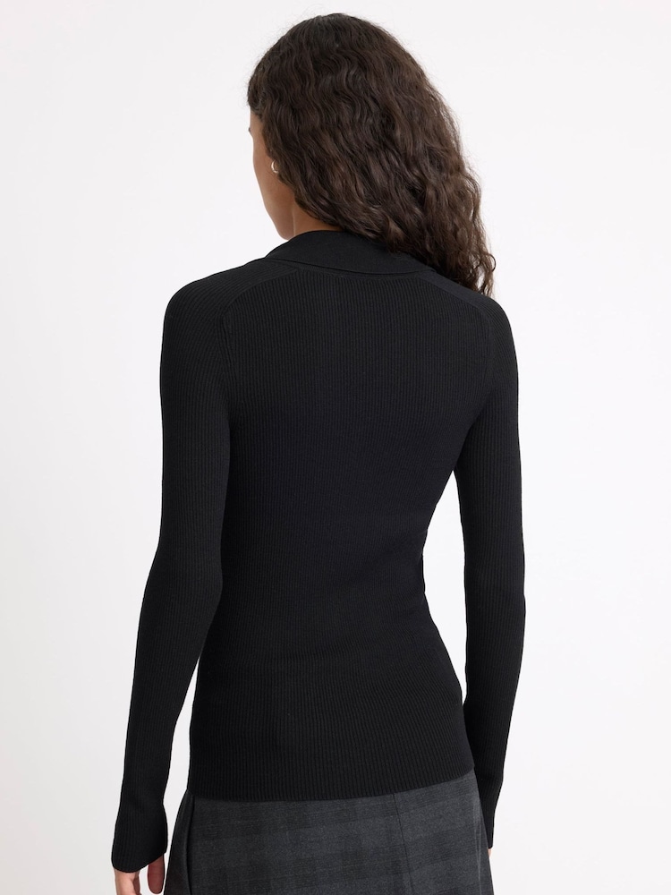 Albaray Black Rib V-Neck Long Sleeve Top - Image 2 of 5