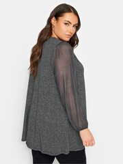 Yours Curve Grey Black Abstract Print Mesh Swing Top - Image 3 of 4