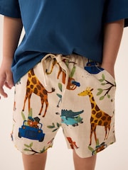 Neutral Safari Linen Blend Pull-On Shorts (3mths-7yrs) - Image 1 of 6