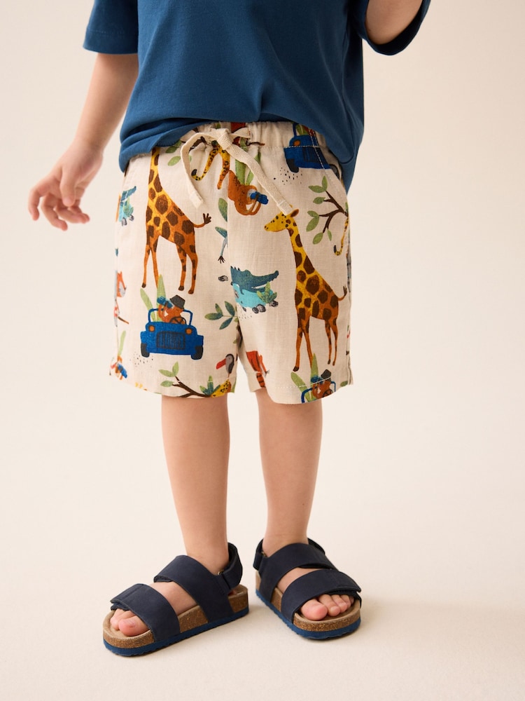 Neutral Safari Linen Blend Pull-On Shorts (3mths-7yrs) - Image 2 of 6 Neutral Safari Linen Blend Pull-On Shorts (3mths-7yrs) - Image 2 of 6