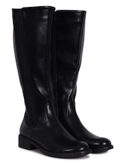 Linzi Black Alma High Leg Riding Boots With Elasticated Panel - Image 4 of 5