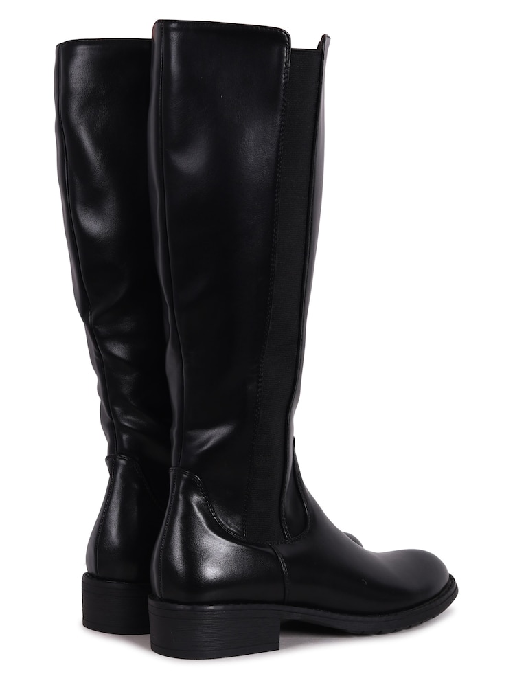 Linzi Black Alma High Leg Riding Boots With Elasticated Panel - Image 5 of 5