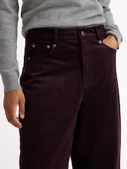 Albaray Burgundy Red Cord Barrel Trousers - Image 3 of 4