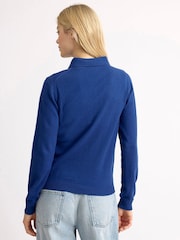 Albaray Blue Fine Knit Long Sleeve Polo Colbolt Jumpers - Image 2 of 4