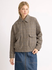 Albaray Fur Collar Check Bomber Jacket - Bilde 5 av 7