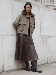 Albaray Fur Collar Check Bomber Jacket - Bilde 6 av 7