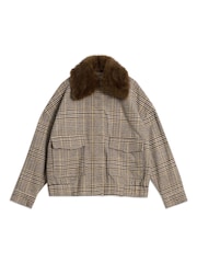 Albaray Fur Collar Check Bomber Jacket - Bilde 7 av 7