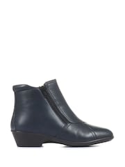 Pavers Navy Ladies Wide Fit Leather Ankle Boots - Image 1 of 5