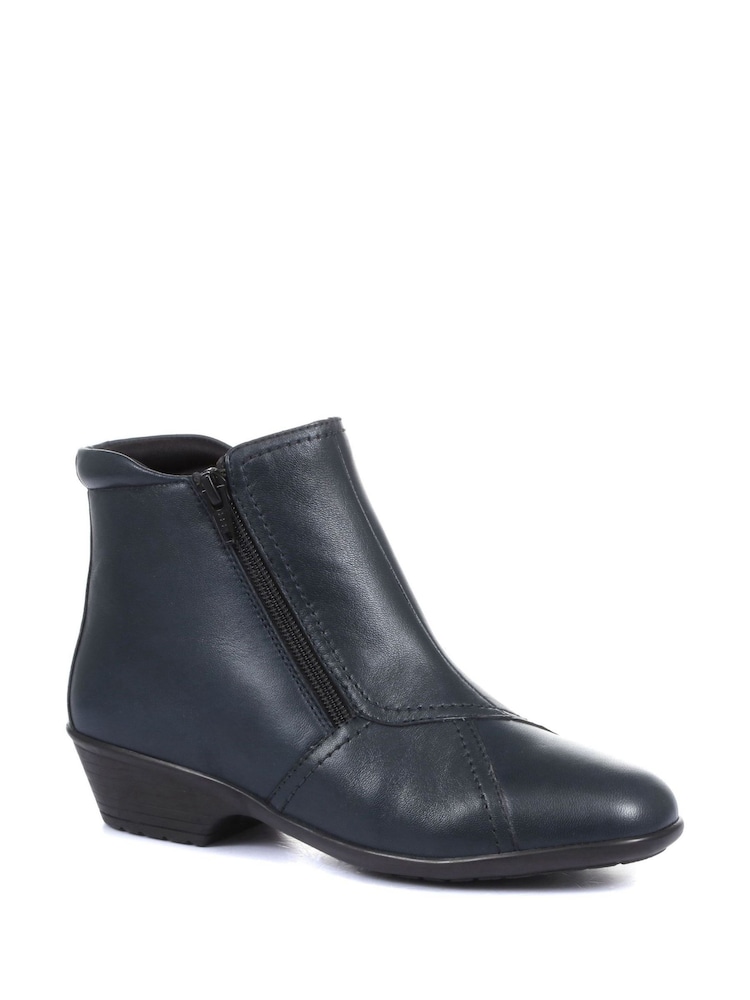 Pavers Navy Ladies Wide Fit Leather Ankle Boots - Image 2 of 5