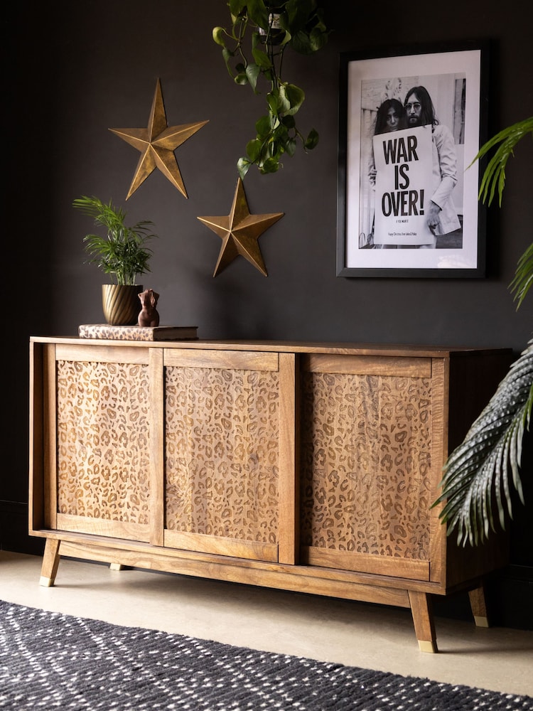 Rockett St George Mango Wood Leopard Print Large Sideboard - Image 1 of 9