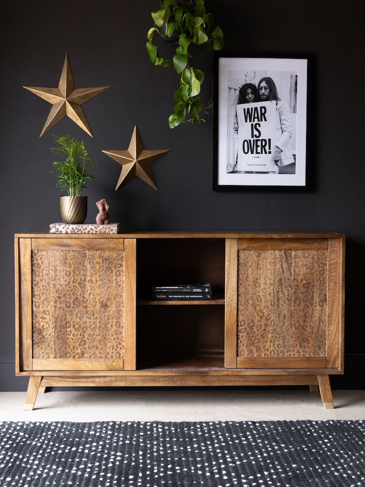 Rockett St George Mango Wood Leopard Print Large Sideboard - Image 2 of 9