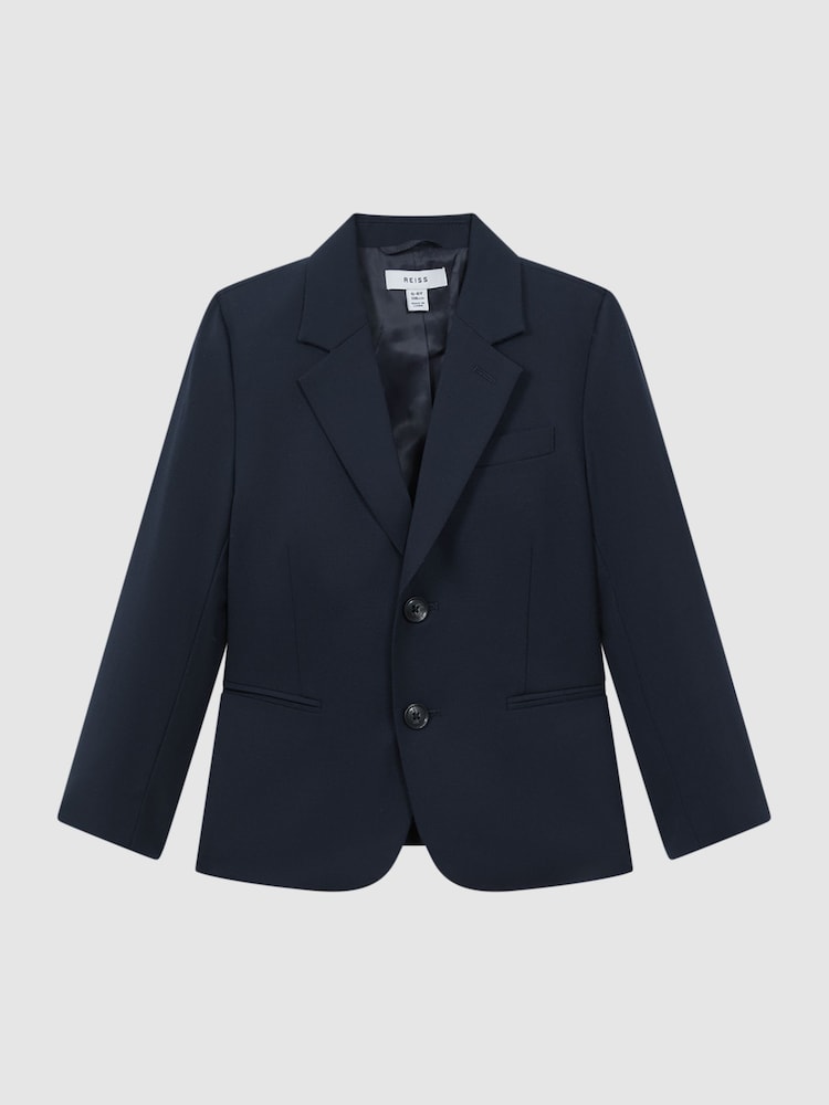 Reiss Navy Hope 9-14 yrs Wool Blend Single Breasted Blazer - Image 2 of 6