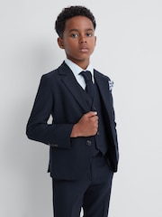 Reiss Navy Hope 9-14 yrs Wool Blend Single Breasted Blazer - Image 3 of 6