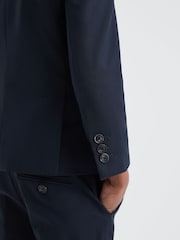Reiss Navy Hope 9-14 yrs Wool Blend Single Breasted Blazer - Image 4 of 6