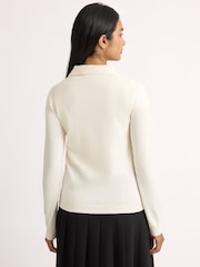 Albaray Cream Fine Knit Long Sleeve Polo Jumper - Image 2 of 4