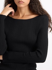 Albaray Black Variated Rib Slash Neck Top - Image 3 of 4