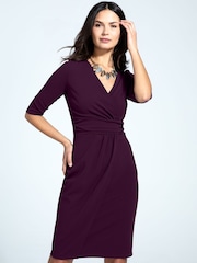 HotSquash Purple Damson Ascot Mock Wrap Dress - Image 3 of 4