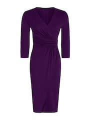 HotSquash Purple Damson Ascot Mock Wrap Dress - Image 4 of 4