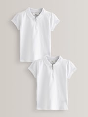 White 2 Pack Zip 100% Cotton Polo Shirts (3-16yrs) - Image 1 of 6