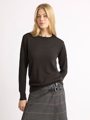 Albaray Brown Merino Crew Neck Jumper - Image 1 of 4