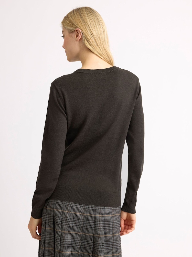 Albaray Brown Merino Crew Neck Jumper - Image 2 of 4 Albaray Brown Merino Crew Neck Jumper - Image 2 of 4
