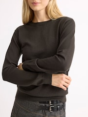 Albaray Brown Merino Crew Neck Jumper - Image 3 of 4